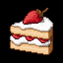 Strawberry cake slice pixel art