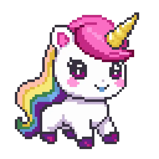 Unicorn pixel art coloring page